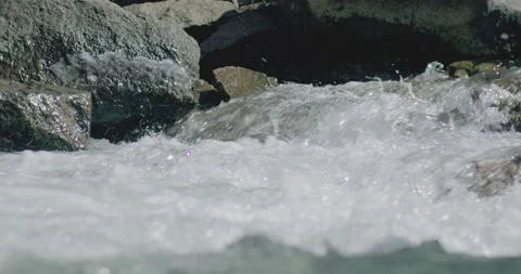 Mountain River Stream White Water Slow Motion Nature Water Spring Natural Stock Footage 194414046