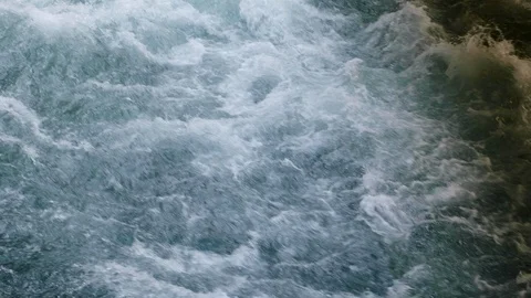Mountain river. A strong flow of clean water blue. Slow motion. Natural beauty. Vidéo 108648419