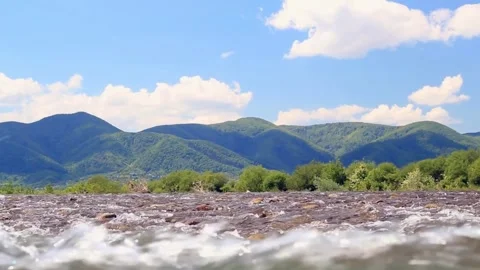 Mountain River with Summer Landscape. Stock Footage 306653121