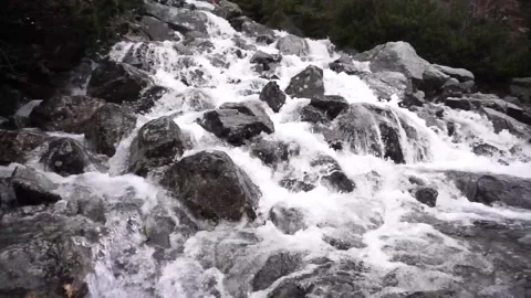 Mountain river swiftly descend over the stones Stock Footage 154414977
