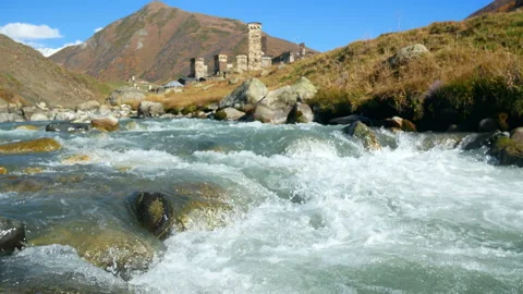 Mountain river tourism Stock Footage 99130363