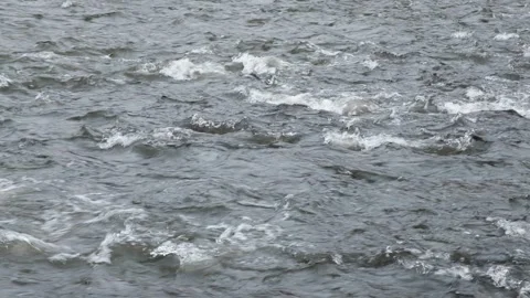 Mountain river, turbulent flow of water rolling over rocks Stock Footage 338543496