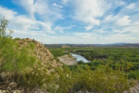 Mountain River Valley at Big Bend National Park Stock Photos