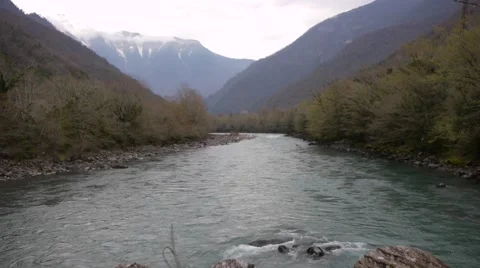 Mountain River in Valley Stock Footage 49679315