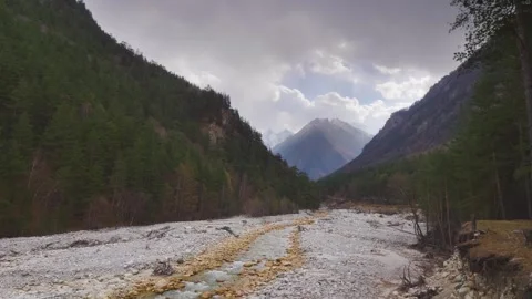 Mountain River Valley in the North Caucasus Stock Footage 320852060
