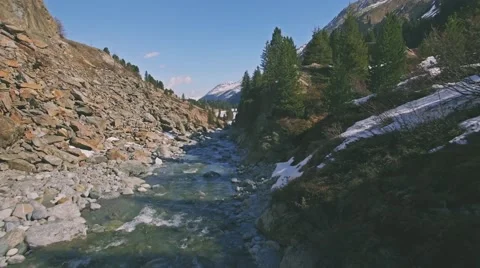 Mountain River View Aerial 4k Stock Footage 62448811