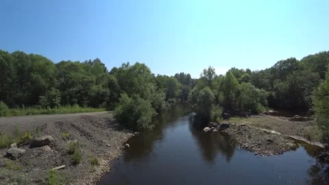 Mountain river, view from the bridge, water flow Stock Footage 146937847