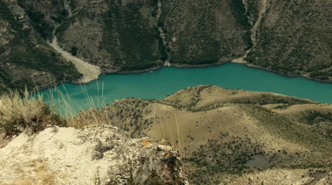 Mountain river view. River near water-power plant. Russia. Dagestan. Stock Footage 53071007