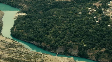 Mountain river view. River near water-power plant. Russia. Dagestan. Stock Footage 53071044