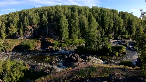 Mountain River Views, Revun Rift. Crane shots, tilts, stills and panoramas. Stock Footage 156903237