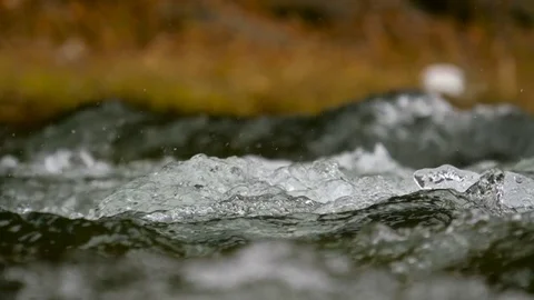 Mountain river water boiling roks Stock Footage 73810433