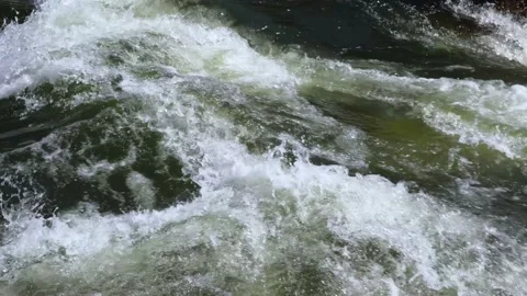 Mountain river water flow in powerful waterfall, video background. Stock Footage 152102656
