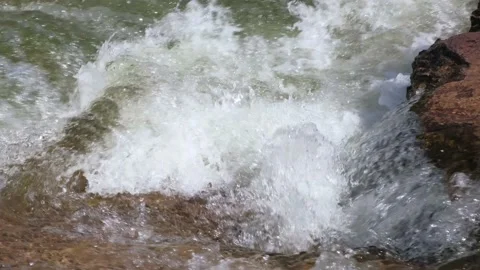 Mountain river water flow in powerful waterfall, video background. Stock Footage 153584511