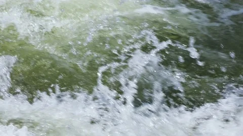 Mountain river water flow in powerful waterfall, video background. Stock Footage 154177520