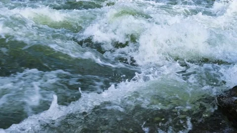 Mountain river water flow in powerful waterfall, video background. Stock Footage 155283242