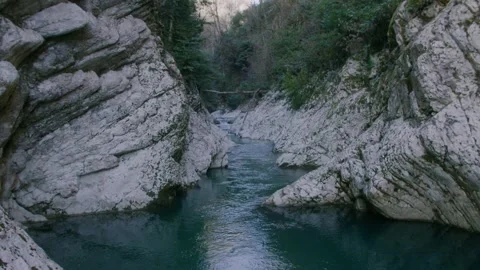 Mountain river water flow, view above water surface, close to water surface Stock Footage 148205599