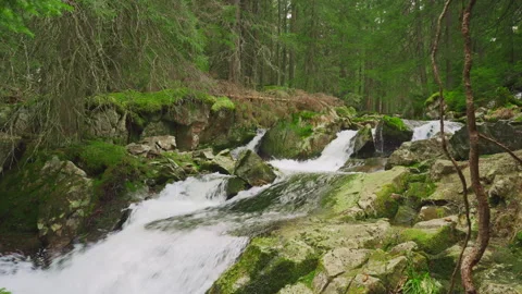 Mountain River, water flowing over rocks Stock Footage 325625618