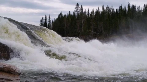 Mountain river water with slow motion closeup. Norway Beautiful Nature. Stock Footage 109161263