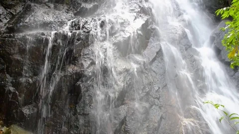 Mountain river waterfall in forest. Beautiful mountain forest landscape. hd Stock-Footage 72907929