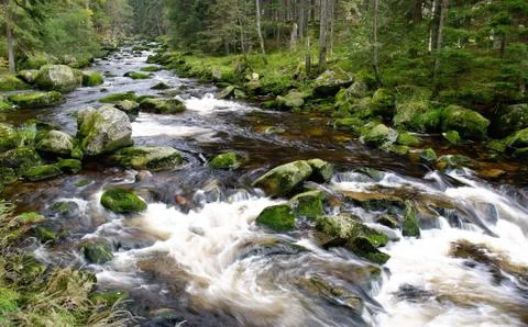 Mountain river waterfall Stock Photos