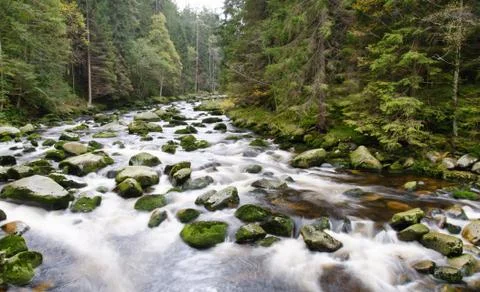 Mountain river waterfall Stock Photos