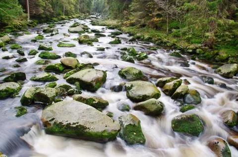 Mountain river waterfall Stock Photos