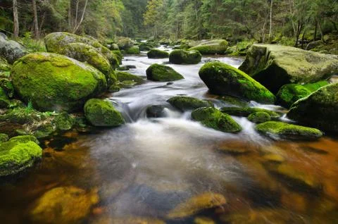 Mountain river waterfall Stock Photos
