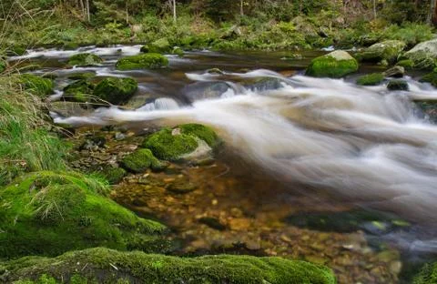 Mountain river waterfall Stock Photos