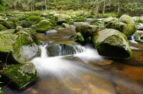 Mountain river waterfall Stock Photos