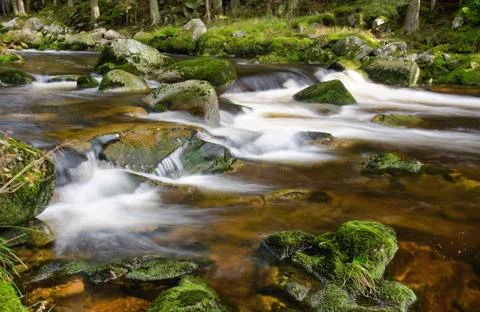 Mountain river waterfall Stock Photos