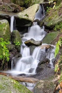 Mountain river waterfall Foto stock