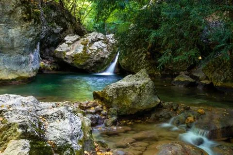 Mountain river waterfall. Foto stock