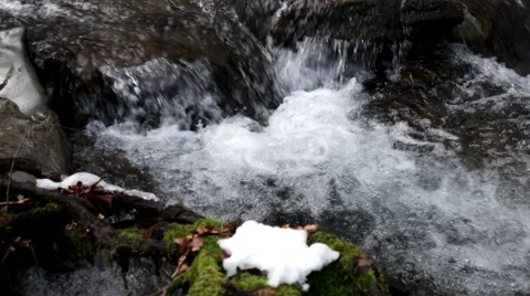 Mountain River Waterfall in Spring Forest. Stock-Footage 61016304