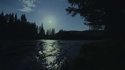 Mountain river in the wild. A clear stream of water flowing through stone Stock-Footage 250382755