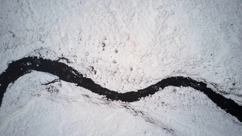 Mountain river in winter from above Video stock 85523638