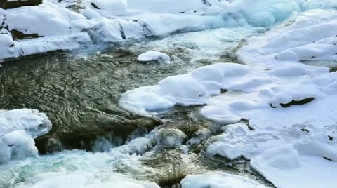 Mountain river an winter Stock-Footage 17763791