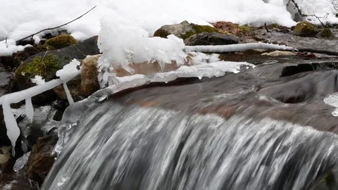 Mountain river in winter. Stock Footage 73292989