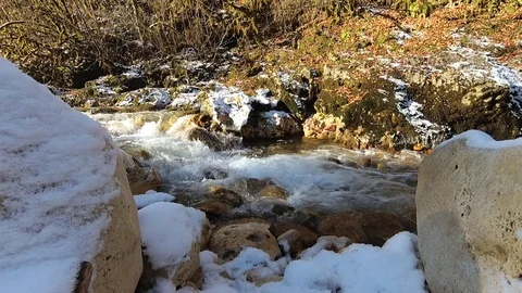 Mountain river at winter Stock Footage 120338111