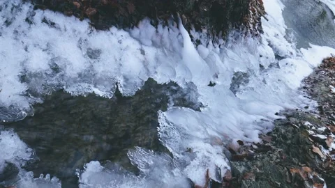 Mountain river in winter Stock Footage 144437561