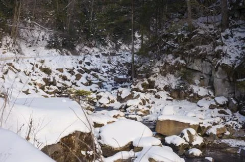 Mountain river in the winter Stock Photos