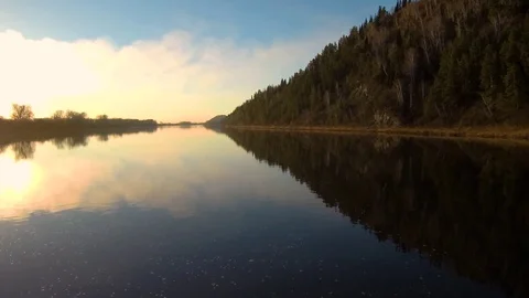 Mountain river.flight over water. Stock Footage 103296944