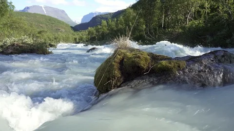 Mountain rivers are sources of clean water originating from glaciers Stock Footage 126097360