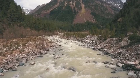 Mountain river,shooting with the drone Stock Footage 76547253