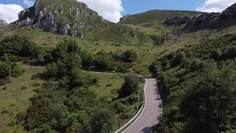 Mountain road aerial drone Stock Footage 158754916