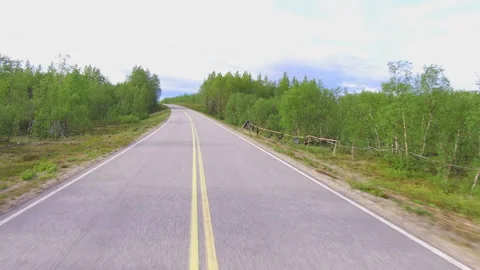 Mountain road and dramatic sky in rainy day, Norway Stock Footage 94183209