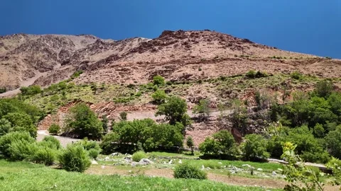 Mountain Road and Rocky Cliffs Near Amsouzart Village Morocco 库存影片 340154024