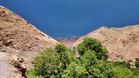 Mountain Road and Rocky Cliffs Near Amsouzart Village Morocco Видео 340154103