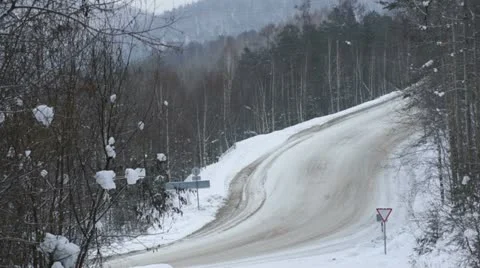 Mountain road with a car Stock Footage 20481144