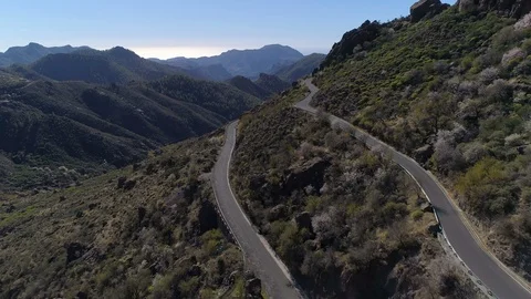 Mountain Road Flying Along Spain canaria Stock Footage 100716366