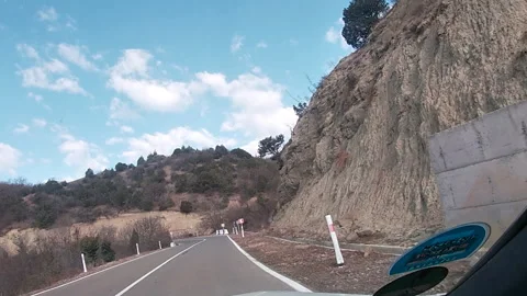 Mountain road in Georgia, view from the windshield of a car. Stock Footage 296537700